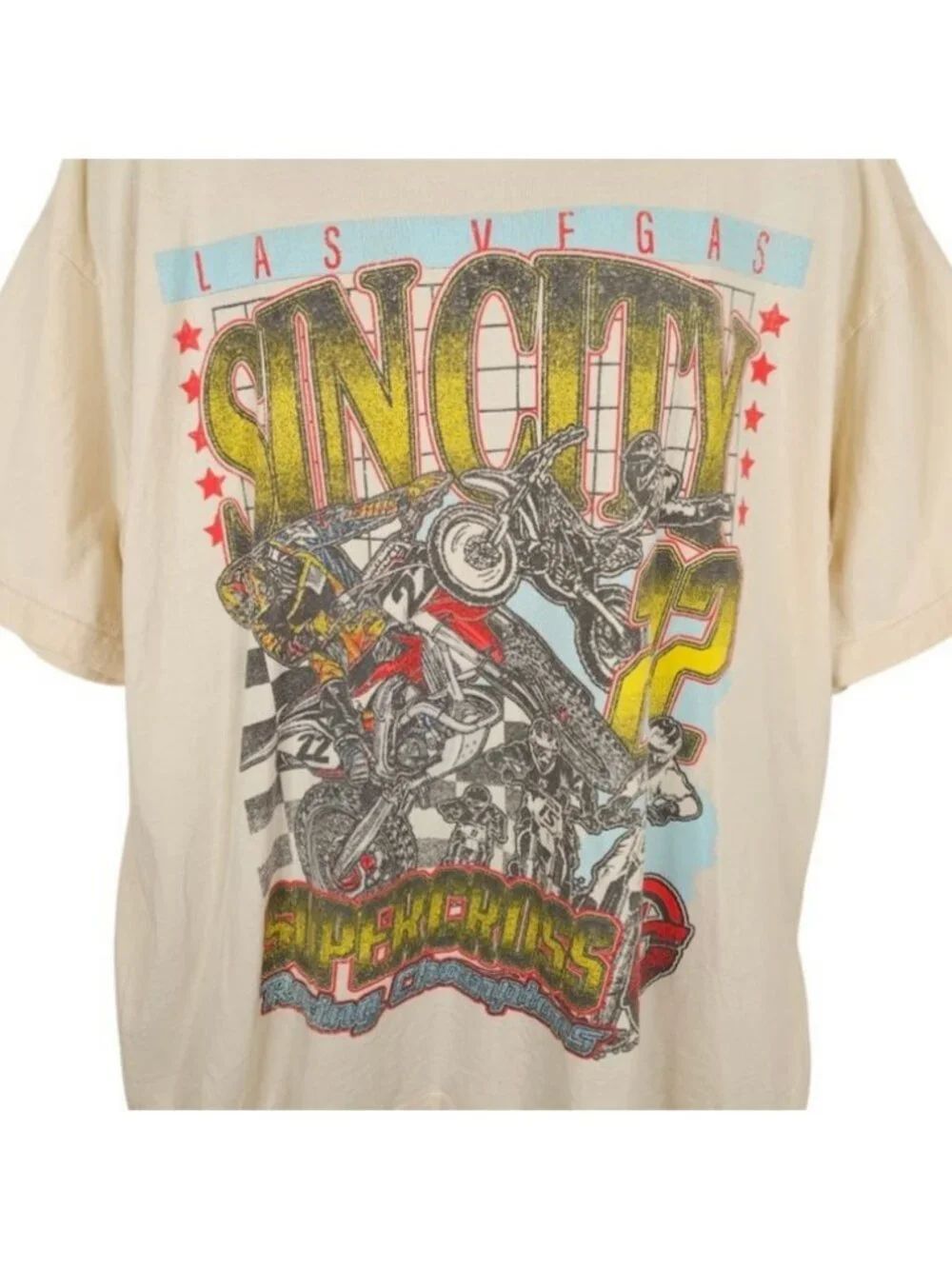 Las Vegas Supercross Racing Champions T Shirt Mens Size 2XL Cream Sin City